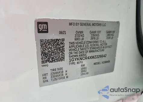 2021 Cadillac Xt5 Premium Luxury z USA, uszkodzony, nr VIN 1GYKNCR4XMZ226642